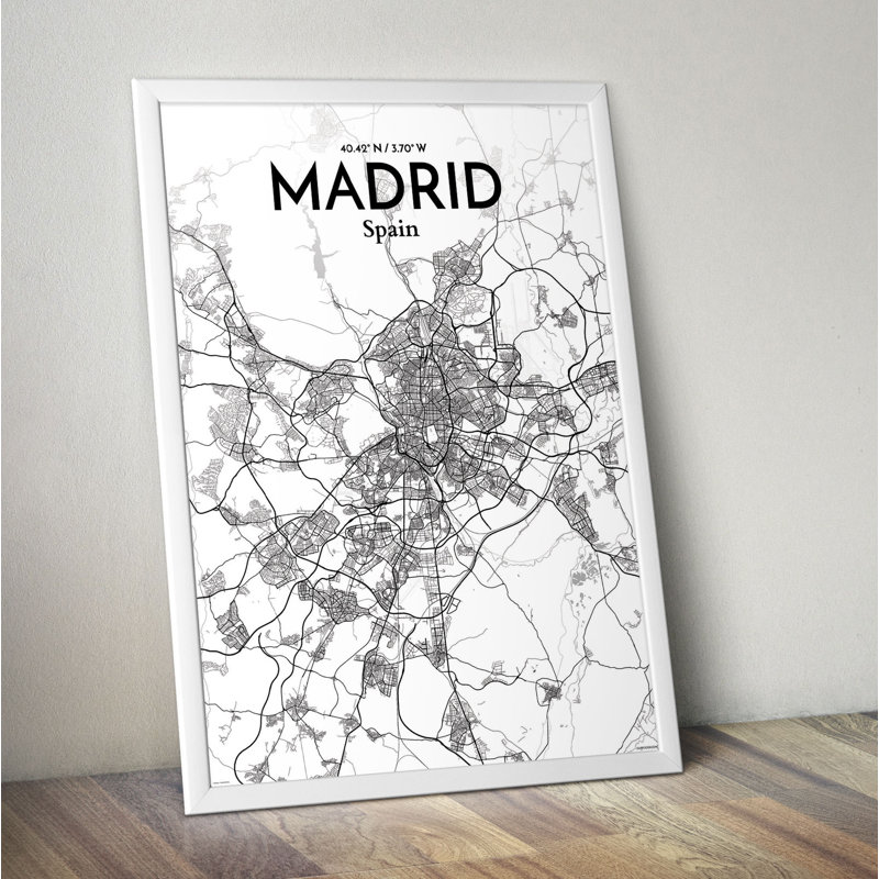 Madrid City Map - No Frame Print, 43.2cm H x 27.9cm W x 0.13cm D