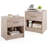  2 PCS Nightstand w/ Drawer Side Table w/ Slide-out Drawer Open Storage Shelf Natural & White-1213706619