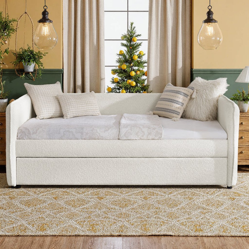 Canapé-lit simple / double rembourré avec couchette escamotable simple, tissu Boucle, capacité de poids de 500 lb, 83 po x 58,5 po x 29,5 po