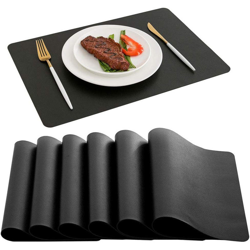 Ensemble de 6 napperons - Ensemble de napperons noirs en similicuir