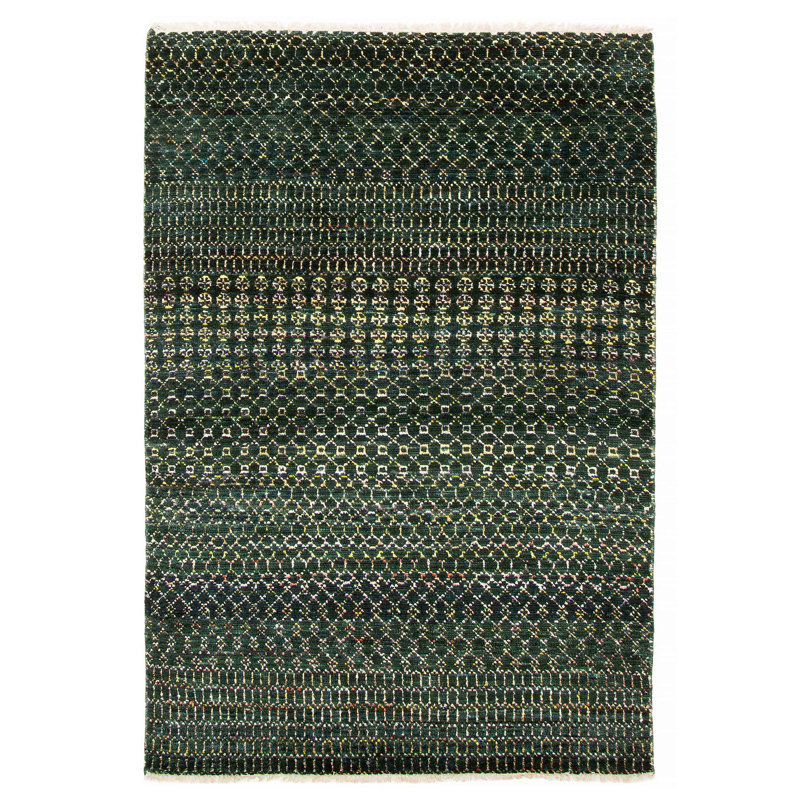 Tapis vert ombre en soie One Of A Kind 4 pi 2 po x 6 pi 0 po