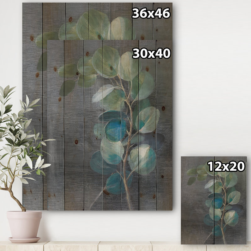 Feuilles fraîches II - impression traditionnelle sur bois de pin naturel, H 46 po x l 36 po x P 1,5 po