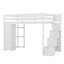 Structure de lit mezzanine en bois avec 4 tiroirs et tablettes de rangement, lit mezzanine simple avec escalier de rangement-2090257631