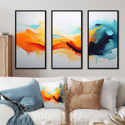 «Yellow Fractal Paint Wave Expression 6», art mural abstrait