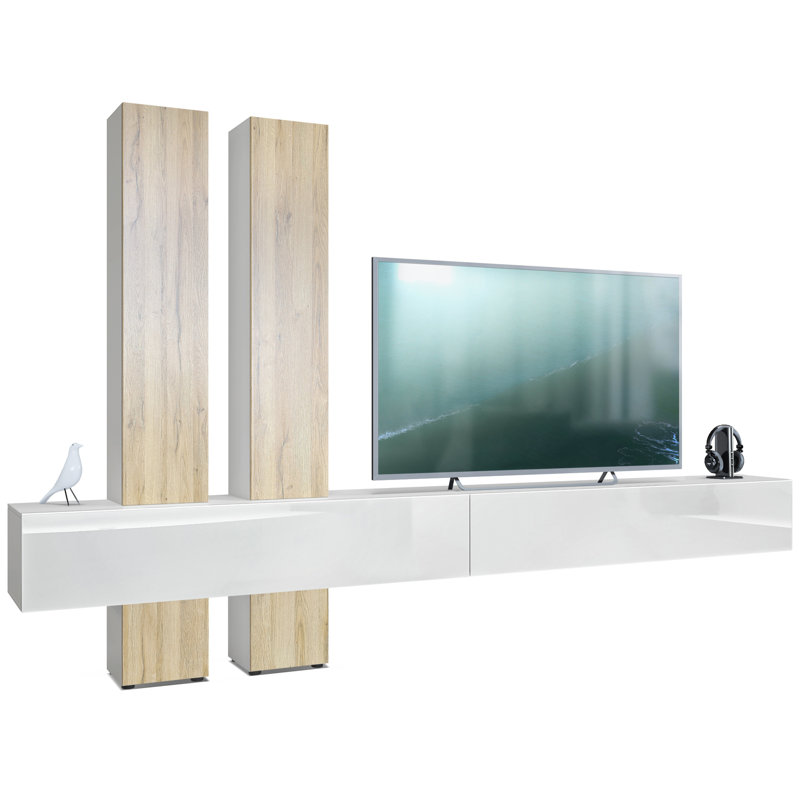 Ajo TV Stand, Natural Oak/White