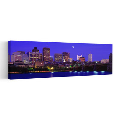 Dusk Charles River Boston MA USA by Richard Sisk - Wrapped Canvas Panoramic Print