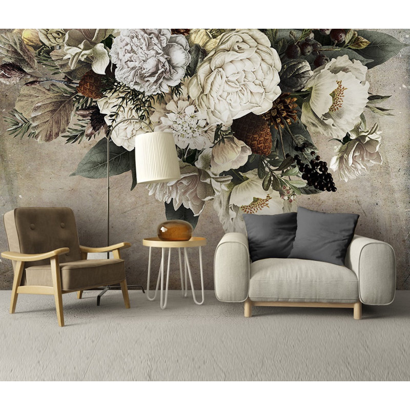 Floral Wall Mural, 6.25' L x 9.33' W