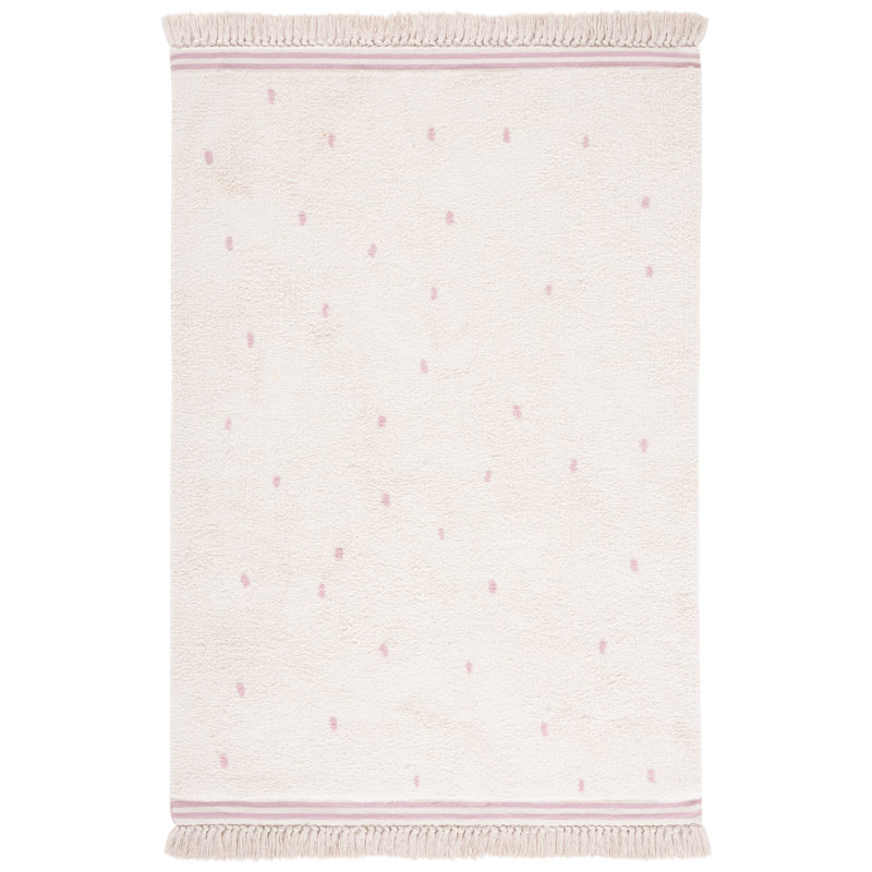 Kawamoto Hand Woven Cotton Machine Washable Polka Dots Rug, Rectangle 4' x 6'