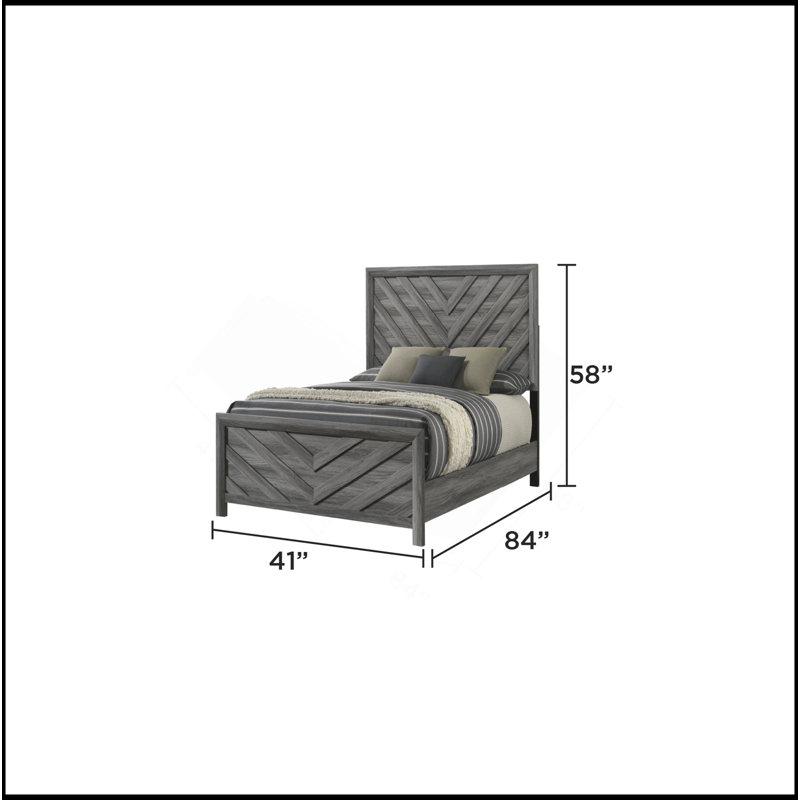Lit de style moderne en bois gris Denver, Lit simple
