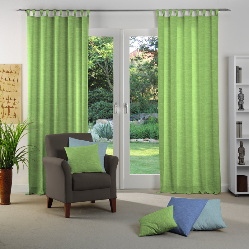 Polyacrylic Opaque Tab Top Curtain Panel, 132cm Width x 355cm Drop, Apple
