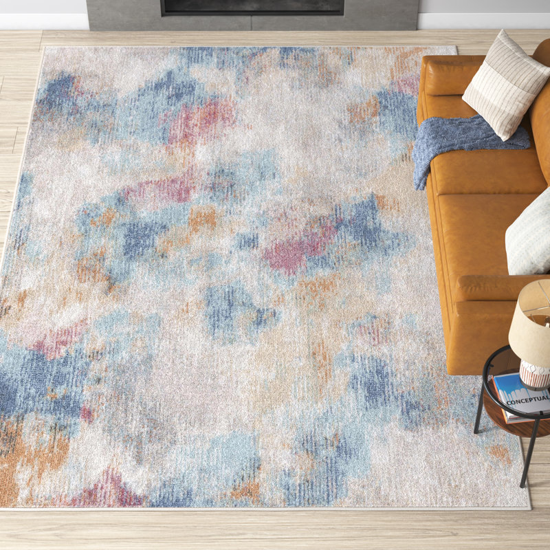 Tapis Graber Phoenix 508 en turquoise / rose doré, Rectangle 9 pi x 12 pi