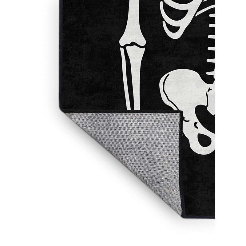 Machine Washable Aguayo Halloween Modern & Contemporary Abstract Rug in Gray – Black Binding, 2x5