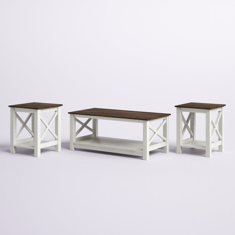Ensemble de tables basses 3 pièces Velda, Brun