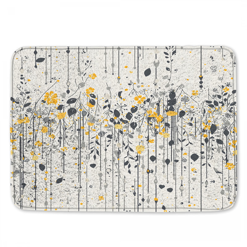 Tapis de bain floral, L 34 po x L 21 po