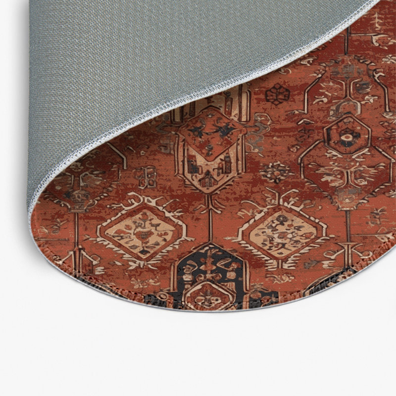 Tapis d'intérieur et d'extérieur brun Persian, Rond 5 pi