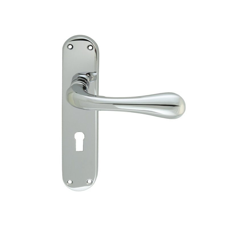 Astro Lock Door Handle, Polished Chrome
