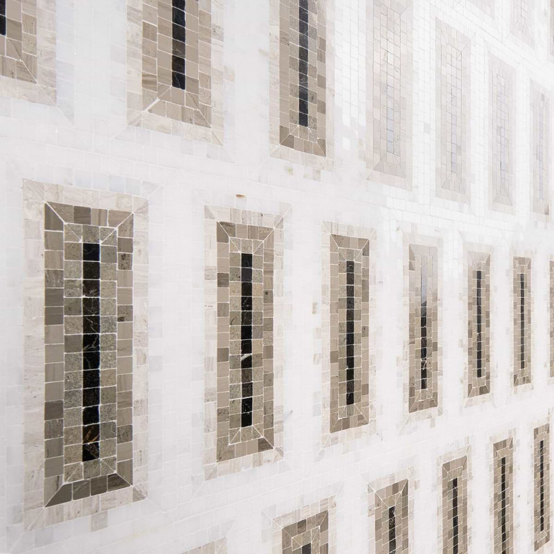 Ako 4x9 Rectangle Marble Micro Mosaic Tile, Saint Laurent Brown