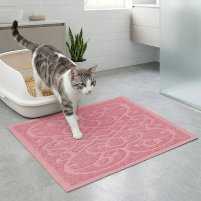 Thick Kitty Litter Trapping Mat, Durable, Waterproof & Washable, Non-Slip Backing, Soft on Paws, Easy Clean, BPA Free, for Litter Box