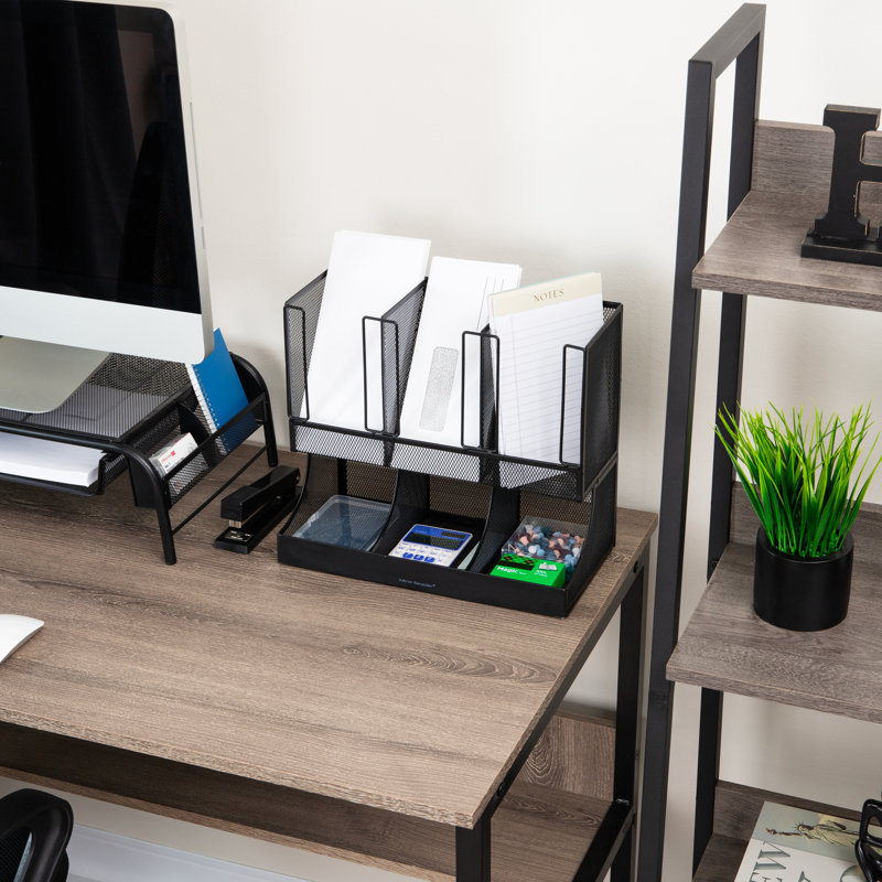 Organisateur de comptoir polyvalent Mind Reader, rangement pour salle de pause et rangement de bureau, filet métallique, noir