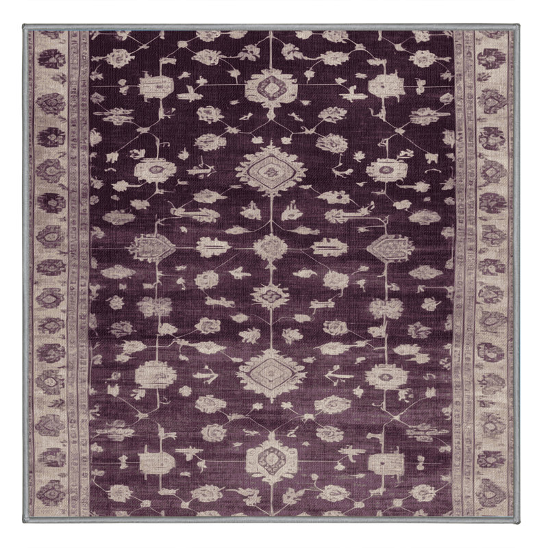 Tapis gris lavable à la machine, Carré 5 pi