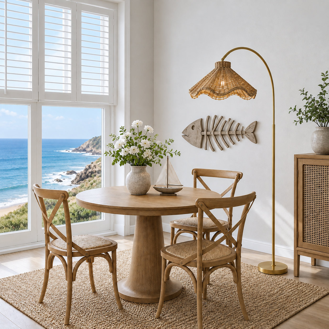 Jax 71" Dimmable Rattan Floor Lamp, Satin