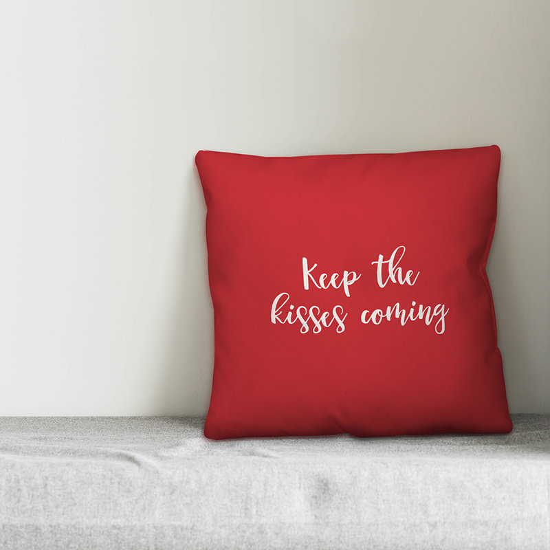  Coussin Keep The Kisses Coming, Rouge / Blanc, Coussin décoratif
