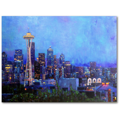 Seattle at Night - reproduction de photo sur toile tendue