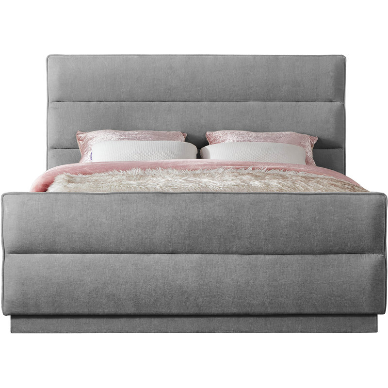 Lit tapissier standard capitonné Paxton, Full / Double, Grey Chenille Fabric
