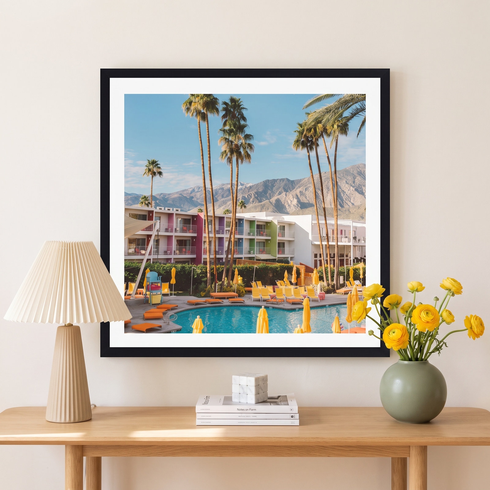 Behnke "Palm Springs Pool Day VIII" Print, 36" W x 36" H, Black Single Picture Framed, Yes