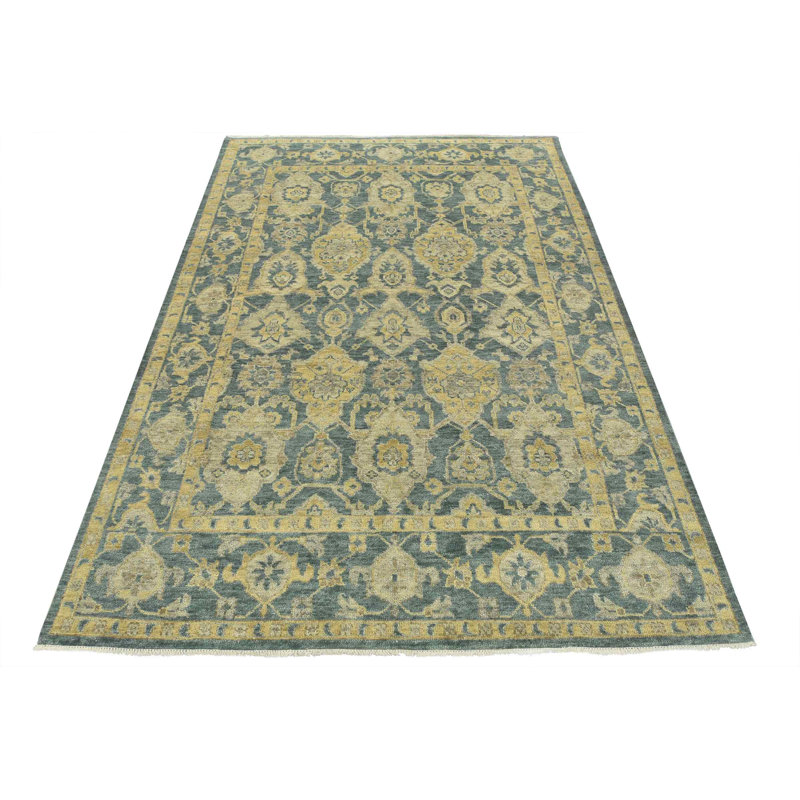 Oushak One-of-a-Kind 10' X 14' Wool Area Rug in Blue