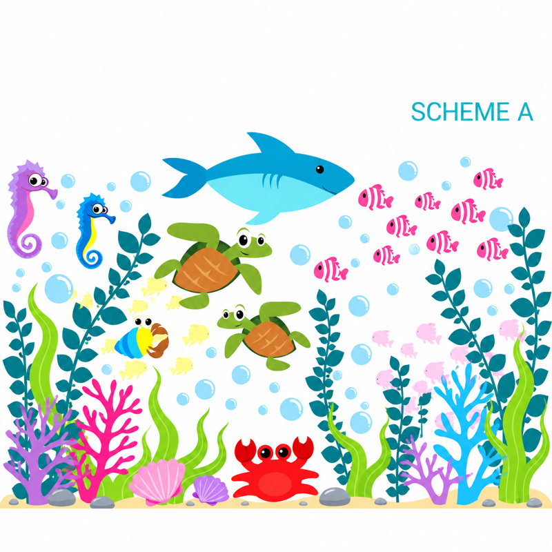 Décalcomanie murale Sous la mer et océanique, Schéma A