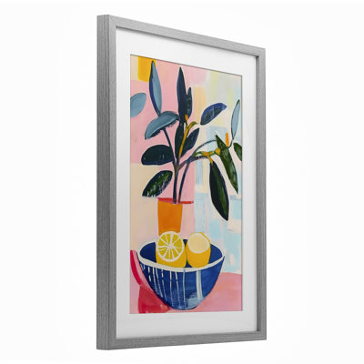 Lemon Bowl Table Setting Framed Print Under Glass, design by Creative Studio