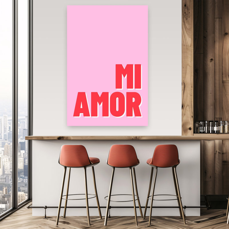 «Mi Amor Love Message», impression murale romantique moderne et minimaliste, 60" H x 40" W