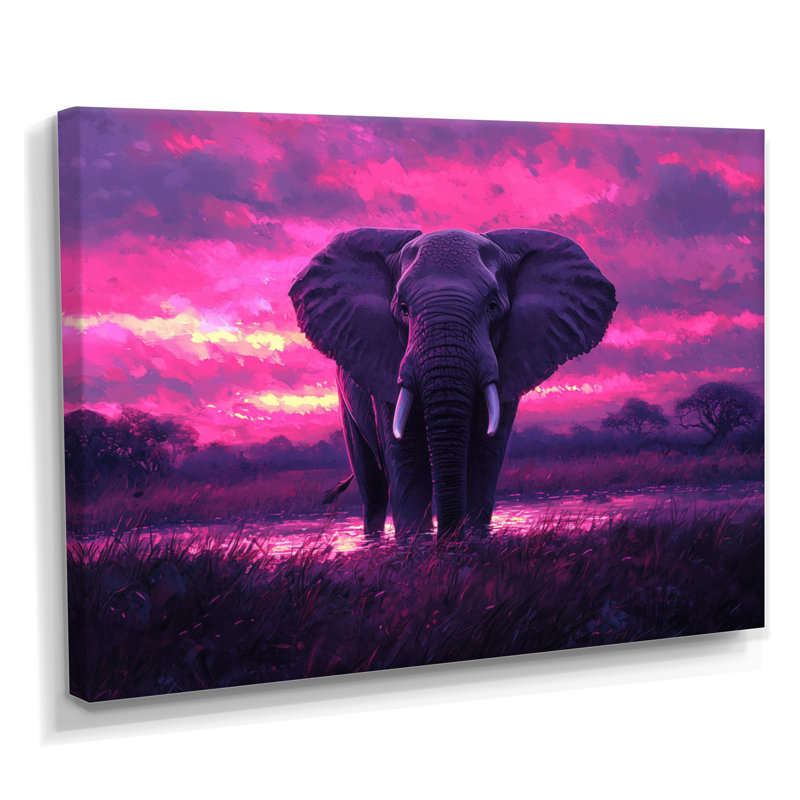Éléphant d'Haggins dans la lueur du crépuscule d'Afrique I - éléphant, art mural, H 30 po x l 40 po, Toile tendue