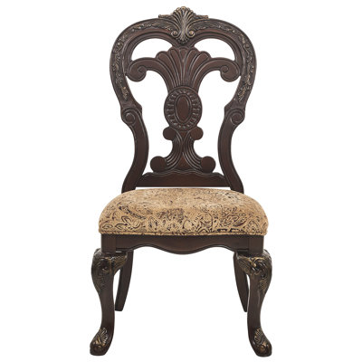 Élégantes chaises d'appoint de 2 pièces, finition cerisier avec basculement doré, revêtement en tissu, ensemble de 2 chaises de salle à manger traditionnelles, sièges, sièges rembourrés
