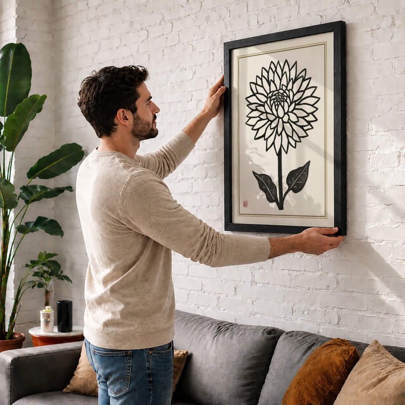 Dahlia Study Botanical - Framed Print, Unframed, A3 - 42.0 x 29.7 cm