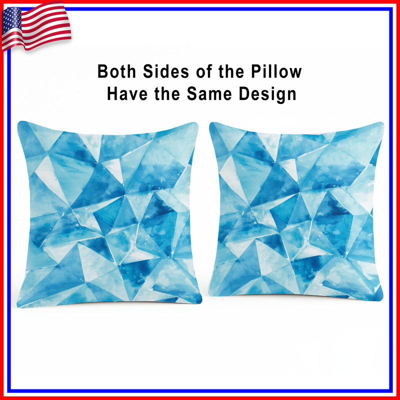 Blue Geometric Triangles Double Sided Throw Pillows, 18 x 18 inches