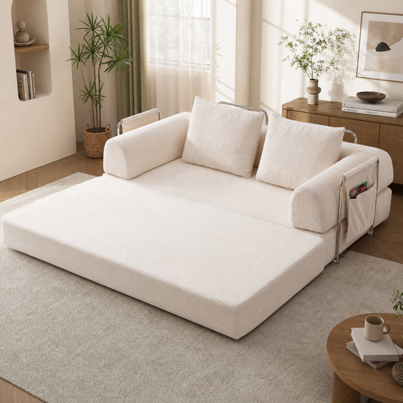Canapé-lit convertible de 78 pouces, futon avec canapé-lit désossé et lit escamotable, sans assemblage requis, Black