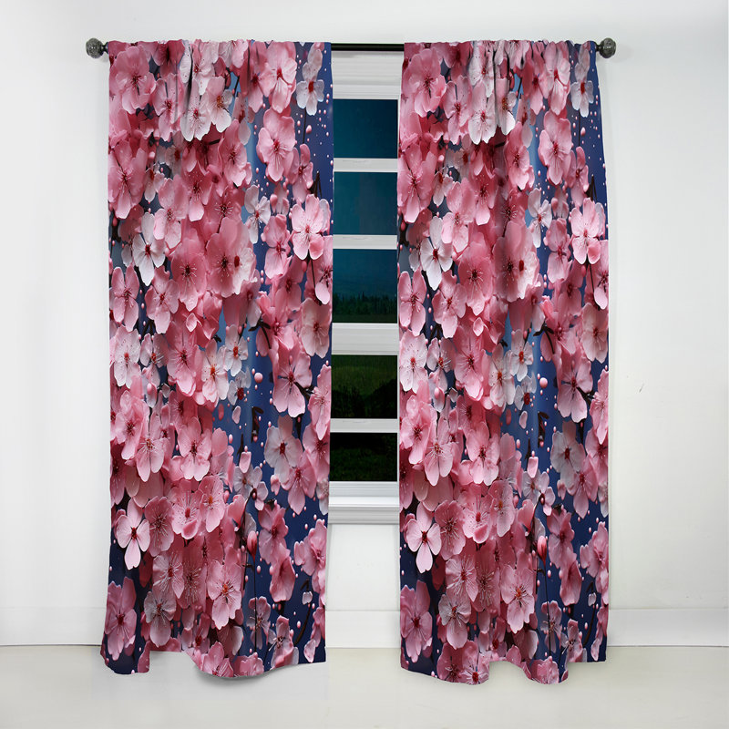 Gwendolyn - Rideau occultant floral cerisier en fleurs - 1 panneau, L 52 po x L 63 po