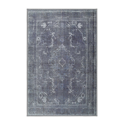 Tapis oriental gris foncé en laine Oriental