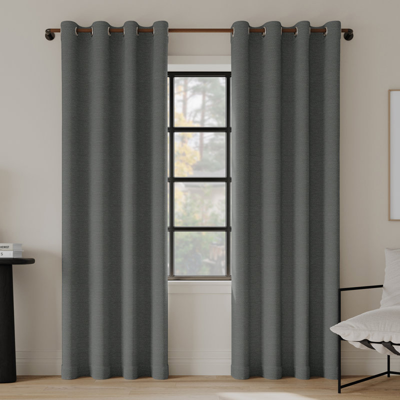 Indigo Road by Egypt Sherrod Sarasi Contrast Tweed Magnetic Closure 100% Blackout Grommet Curtain Panel, Gray, 50" W x 96" L