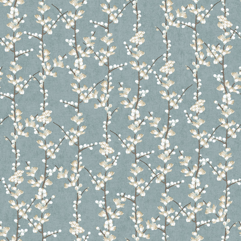 Rouleau de papier peint à branches d'arbre Spring Lossom 33 pi x l 21 po Spring Blossom, Bleu
