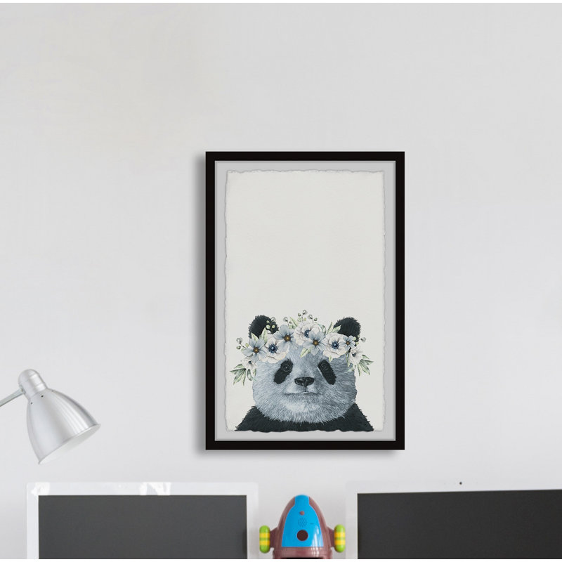«Floral Crowned Panda, reproduction encadrée, H 12 po x l 8 po x P 1,5 po