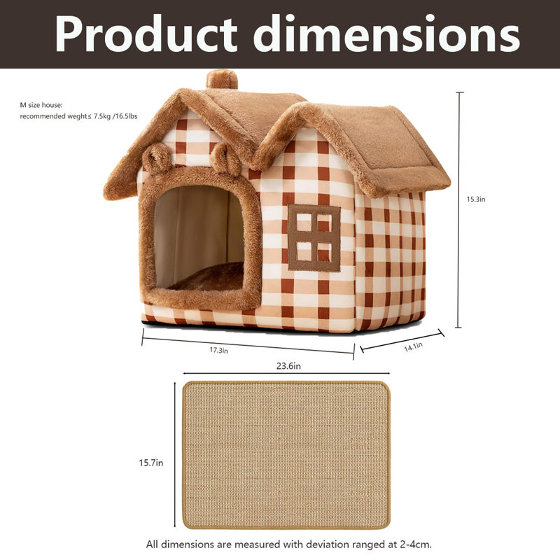 Dijonna Nest Pet Bed, Medium Size 17.3" L x 14.1" W