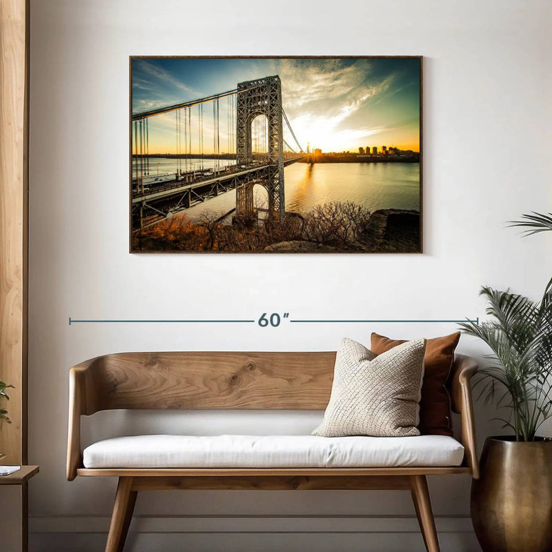Pont George Washington NJ, 43 po x 29 po, Cadre flottant noyer