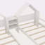 Lit plateforme simple double avec tête de lit en forme de maison et table de chevet intégrée-946352278