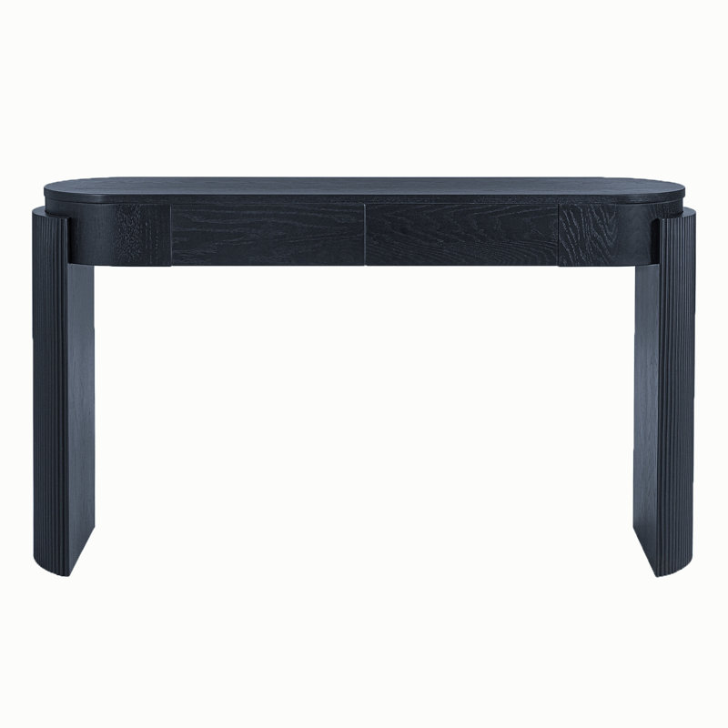 Console avec plateau ovale et deux tiroirs, Noir