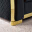 Canapé modulaire noir en forme de L de 106 pouces, garniture dorée, revêtement en velours, bouton, 5 sièges, coussins en éponge haute densité, accoudoirs roulés, design contemporain en noir, accents en acier inoxydable, coussins,-925727623