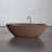 74.8" x 39.8" Brown Concrete Oval Deep Soaking Freestanding Bathtub-97549053