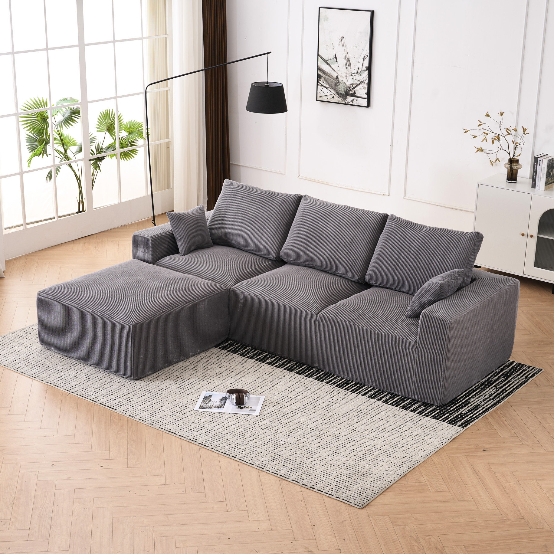 Latitude Run® Grey 5 Boneless Sectional Cloud Couch With Chaise, 113" U ...